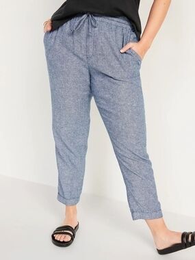 Old Navy High Waisted Linen-Blend Straight Leg Pants